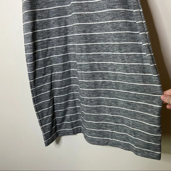 Turtleneck Dress Striped Midi Long Sweater Jersey Gray Sleeveless Womens Size XS - Picture 3 of 9